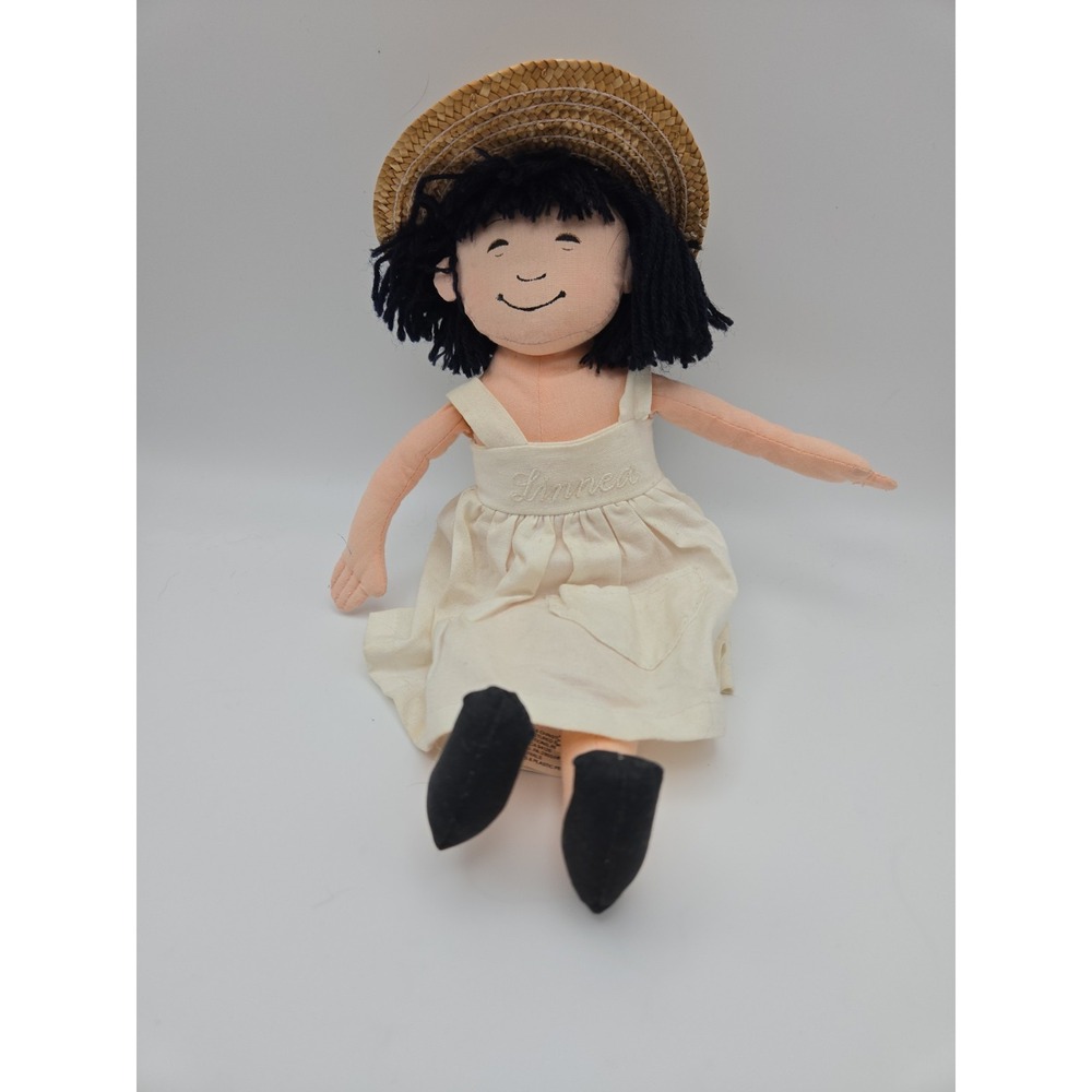 Linnea Monet's Garden 11" Cloth Doll Hat Apron Vintage 90s READ